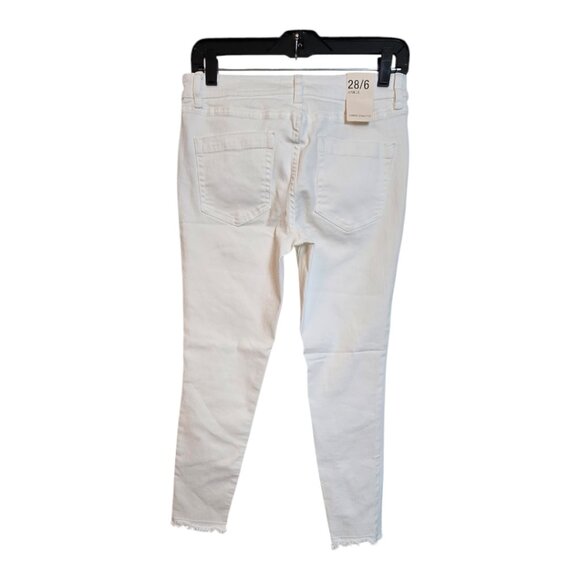 Vince Camuto Ankle Jeans Women's 28/6 Ultra White Denim Frayed Hem 5-Pockets - Picture 5 of 16